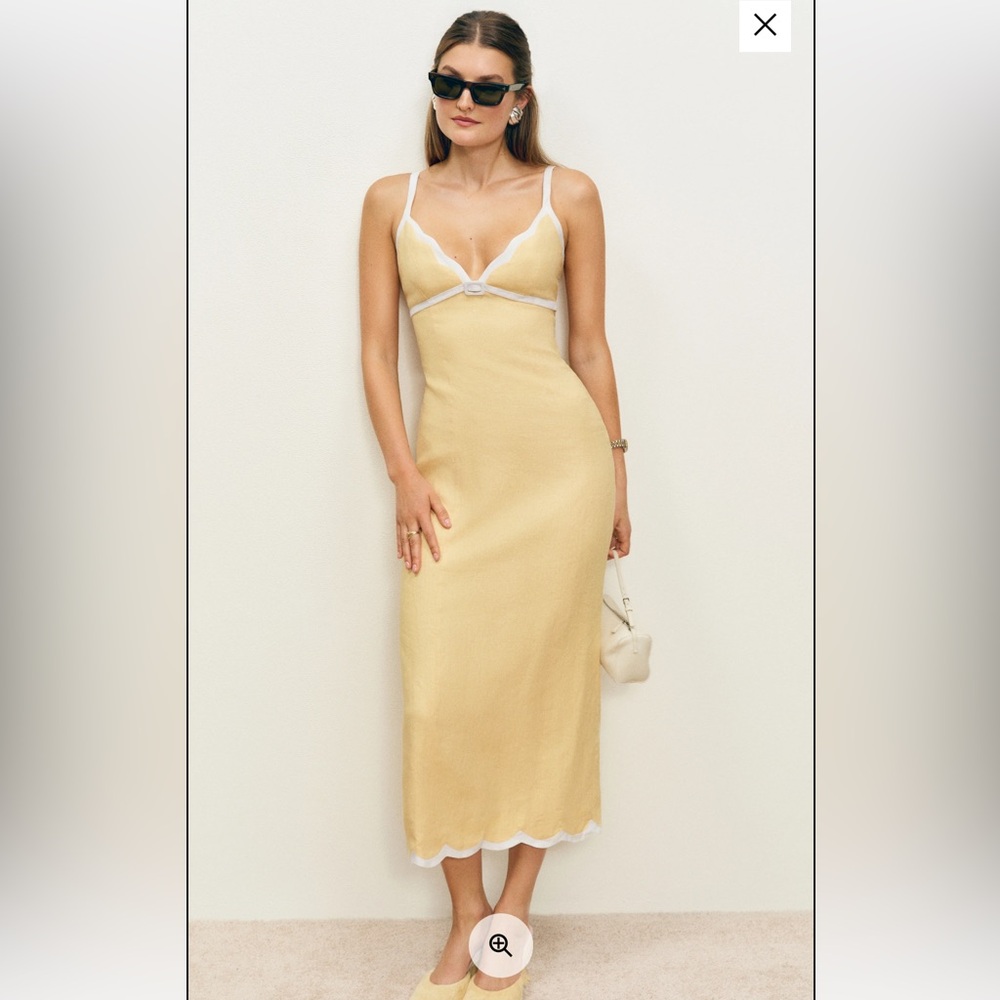 Reformation Sara Linen Dress in Parmesan NWT